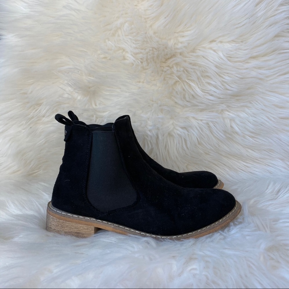 Black Faux Suede Chelsea Booties